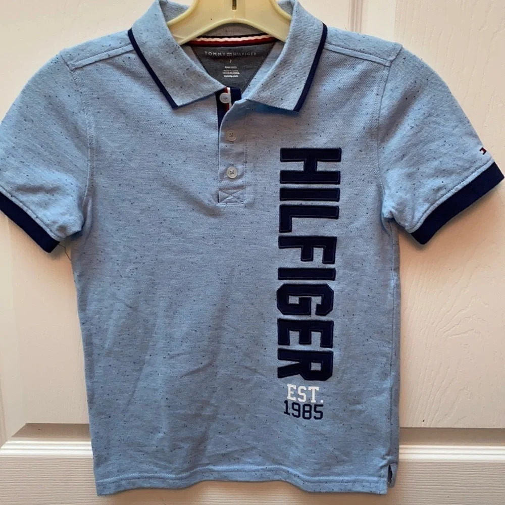 blue short sleeve polo shirt size 7